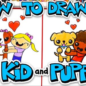 How To Draw A Kid Hugging A Puppy