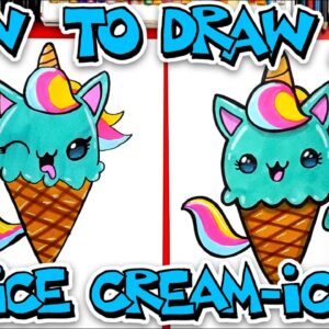 How To Draw A Unicorn Ice Cream Cone (Ice Cream-icorn)