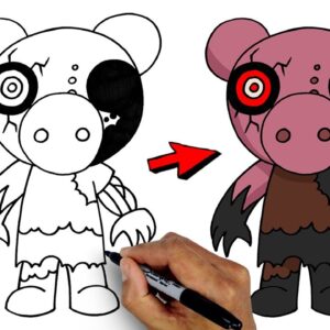 How To Draw Distorted Piggy | Roblox Draw and Color Tutorial