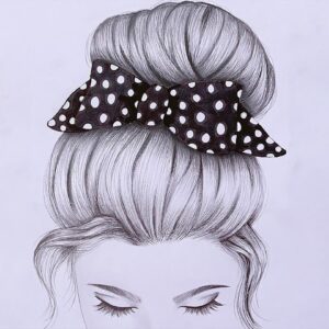 How to draw hair bun with a beautiful bow ||  Easy drawing ideas || a girl with a Messy Bun hair