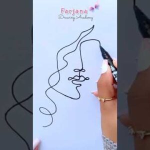 One stroke drawing - A Girl  || Satisfying Creative art   #Shorts