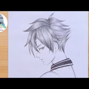 How to draw Anime Boy "Using only ONE PENCIL"  - step by step || Drawing without blending materials