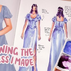 drawing a dress I made - draw with me