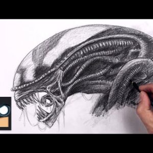 How To Draw an Alien | Xenomorph Sketch Tutorial (Step by Step)