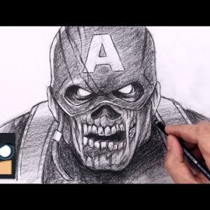 How To Draw Zombie Captain America | Sketch Tutorial (Step by Step)