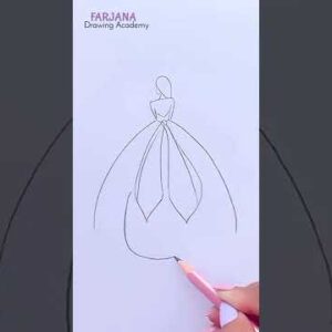 How to draw a girl with beautiful Gown - step by step || Pencil Sketch for beginners #Shorts