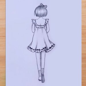 A Little Girl - Easy Drawings (step by step)  || How to Draw A girl ( Back side ) Pencil Sketch