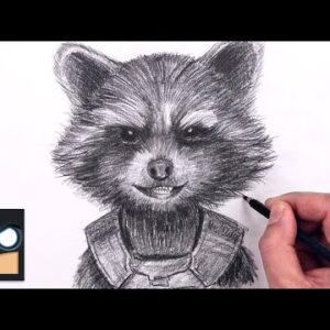 How To Draw Rocket Raccoon | Sketch Art Lesson (Step by Step)