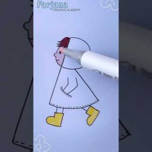 How to Turn Letter "R" into a boy  || Easy drawing of rainy day #Shorts