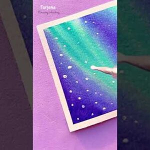 Aurora lights in a dreamy sky Painting | Easy painting with Doms brush pen | Northern Lights #Shorts