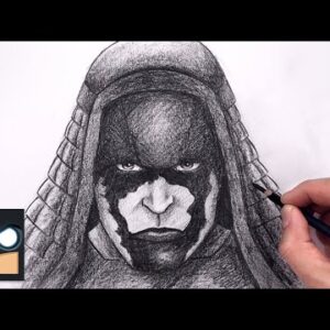 How To Draw Ronan | Marvel Sketch Art Lesson (Step by Step)