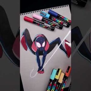 Drawing Miles Morales Spider Man 🕷 Posca Pen #Shorts