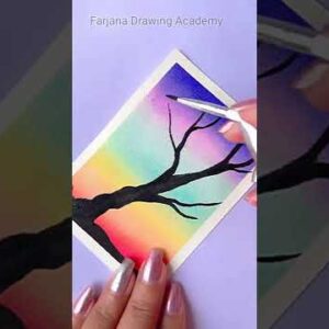 Easy Watercolor Painting || Cotton Candy Sunset #CreativeArt #Satisfying