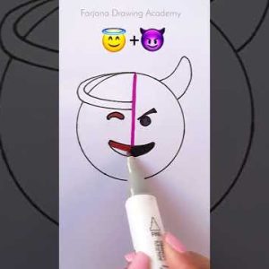 Emoji satisfying creative art  ||  Angel + Devil  #CreativeArt #Satisfying