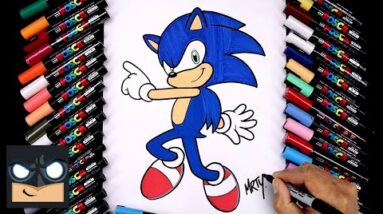 How To Draw Sonic the Hedgehog | Color with Posca Pens (Step by Step)