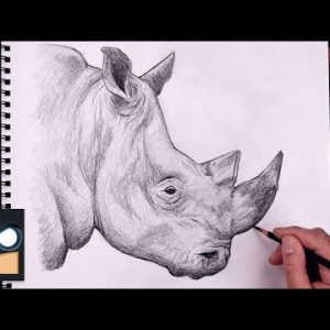 How To Draw a Rhinoceros | Sketch Art Lesson (Step by Step)