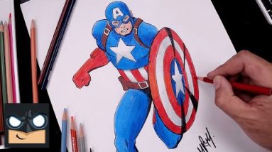 How To Draw Captain America | Draw & Color (Step by Step)