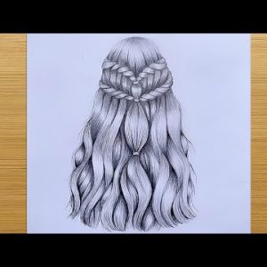 Beautiful hair style || Pencil Sketch for beginners || How to draw Hair  - step by step