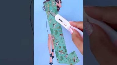 Beautiful dress design with Washi Tape and Glitter #fashionillustration #satisfyingart  #painting
