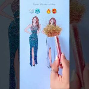 Cold❄️ VS Hot🔥  || Dress Glitter Art  #creativeart  #satisfying