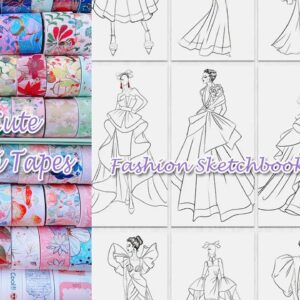 Unboxing Fashion Outfits Sketchbook And Super Cute 62 Washi Tapes || Thanks to "The Washi Tape Shop"