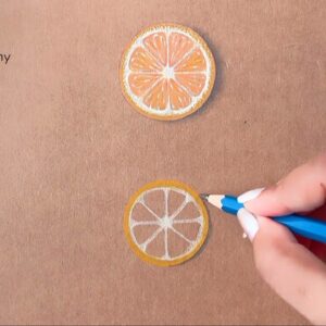 Easy painting of 3D orange slice - step by step