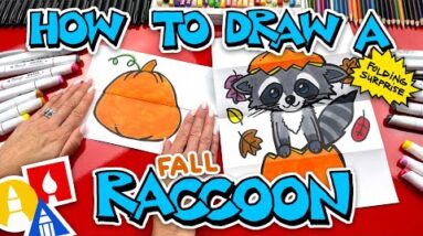 How To Draw A Fall Raccoon In A Pumpkin - Folding Surprise