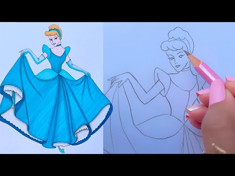 How to Draw Cinderella || Easy Step by Step ||  Disney Princess Drawing