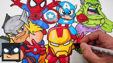 Drawing the AVENGERS | Iron Man | Thor | Spider-Man | Hulk | Captain America | YouTube Studio Art