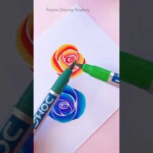Simple Rose painting with DOMS Brush pen #CreativeArt #Satisfying