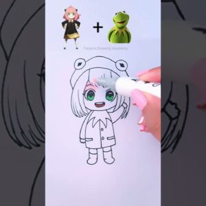Anya + Kermit  || Anime Drawing #anime #anya #shorts