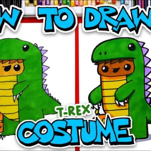 How To Draw A Kid In A T-Rex Costume For Halloween