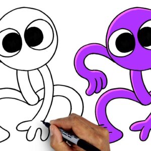 Rainbow Friends | How To Draw Purple | Draw & Color Art Tutorial