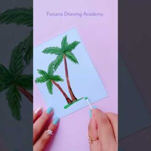 Easy DRAWING TRICKS || Tree and Flower Painting with Cotton buds #CreativeArt #Satisfying