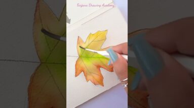 3D Maple Leaf - watercolor Painting #CreativeArt #Satisfying