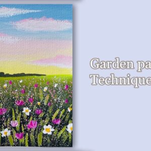 An easy and pretty garden scenery painting || painting Techniques #acrylicpainting