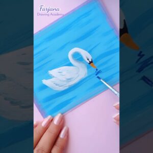 Scenery painting || A white swan is swimming in the lake #creativeart  #satisfying