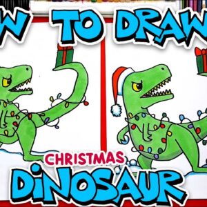 How To Draw A Christmas Dinosaur