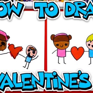 How To Draw Valentine's Day Kids Holding A Heart