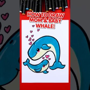 Draw a mom and baby whale! #artforkidshub #howtodraw #drawingforkids #mothersday