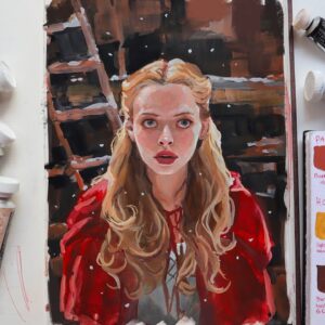 Painting over my sketches #22 | Red Riding Hood