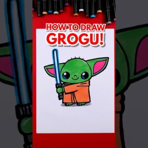 Draw baby Grogu! May the 4th be with you! #artforkidshub #howtodraw