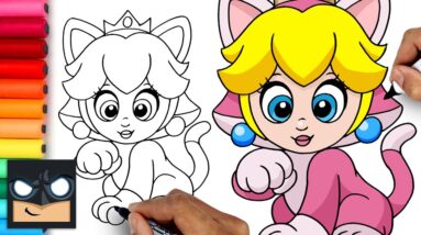Draw the Cutest Cat Peach Ever | Super Mario Tutorial!