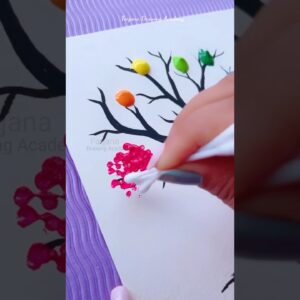 Easy technique to painting 😱 || Colorful tree #art #shorts #painting
