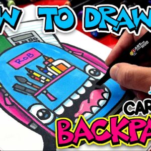 How To Draw A Funny Cartoon Back To School Backpack
