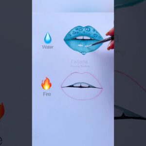 Which one do you like the most? Theme - water and fire || lips painting  #art #painting #shorts