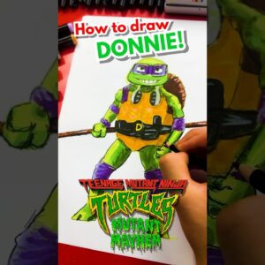 How to draw Donnie from Teenage Mutant Ninja Turtles Mutant Mayhem!  #artforkidshub #howtodraw
